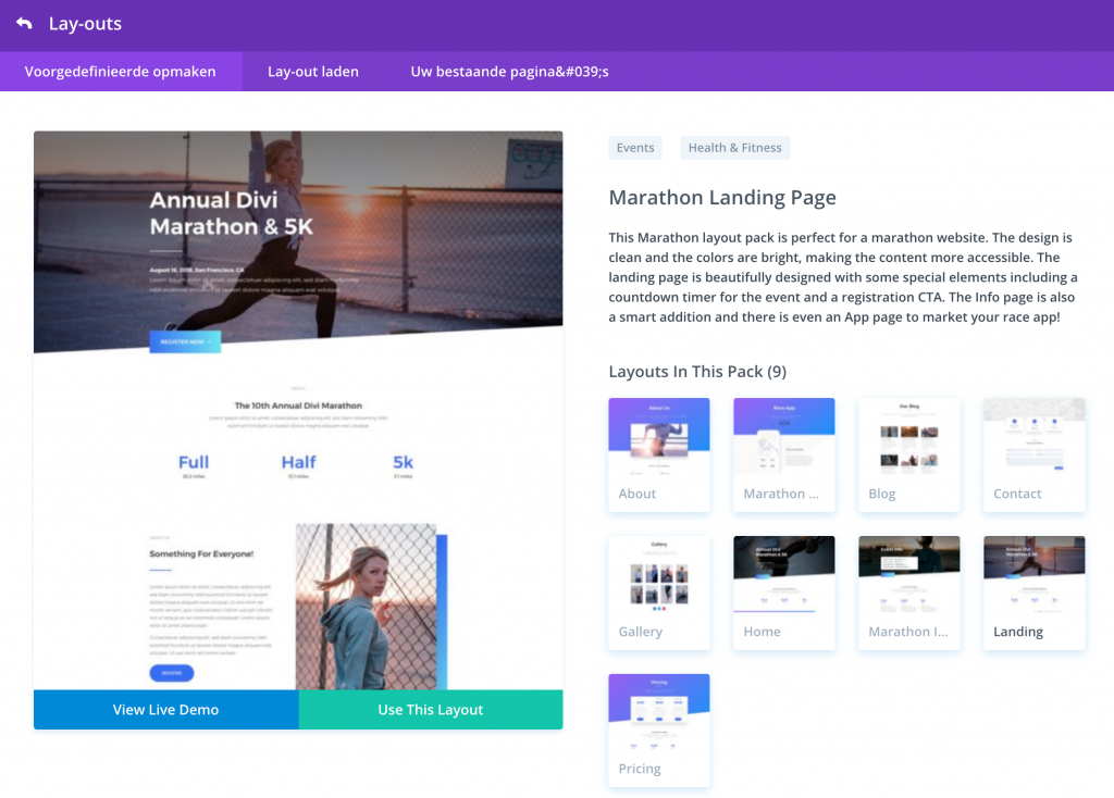 Divi Layout voorbeeld
