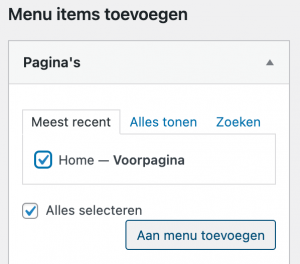 Pagina's aan menu toevoegen WordPress