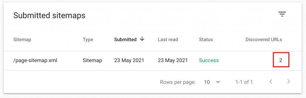 Search Console Submitted Sitemaps
