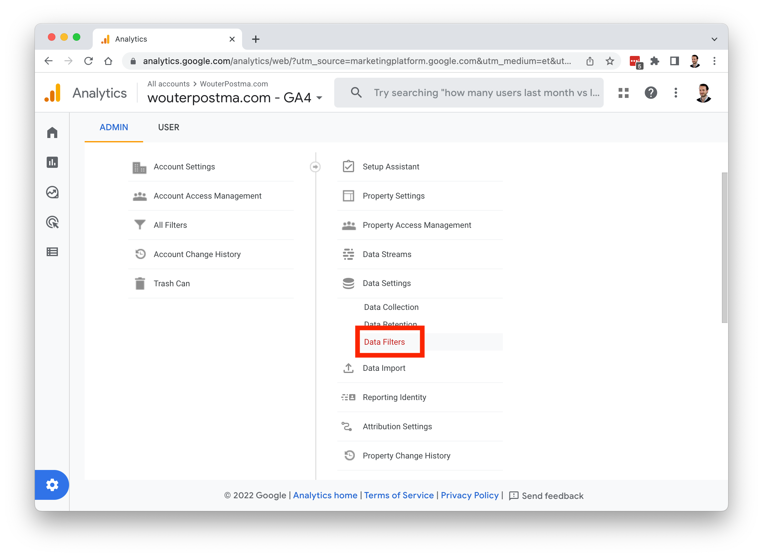 Navigate to Data Filters