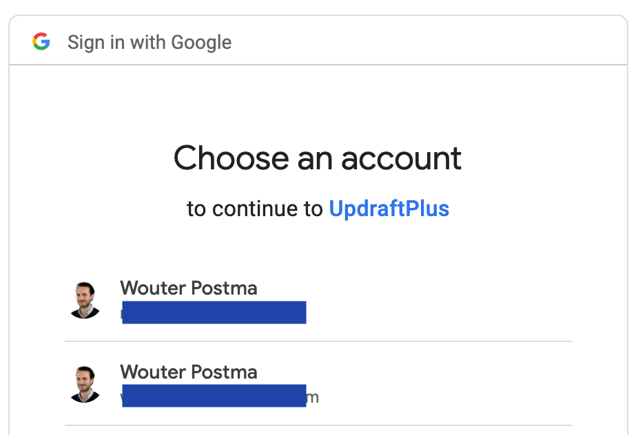 Selecteer het Google account dat je wilt gebruiken