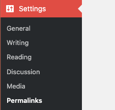 Permalinks menu in WordPress