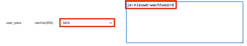 Je nieuwe wachtwoord invullen