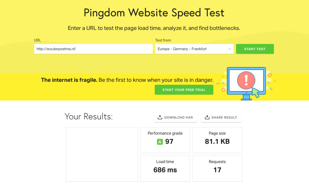 Pingdom Website Speed Test