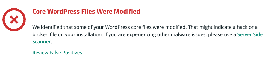Sucuri WordPress Core check